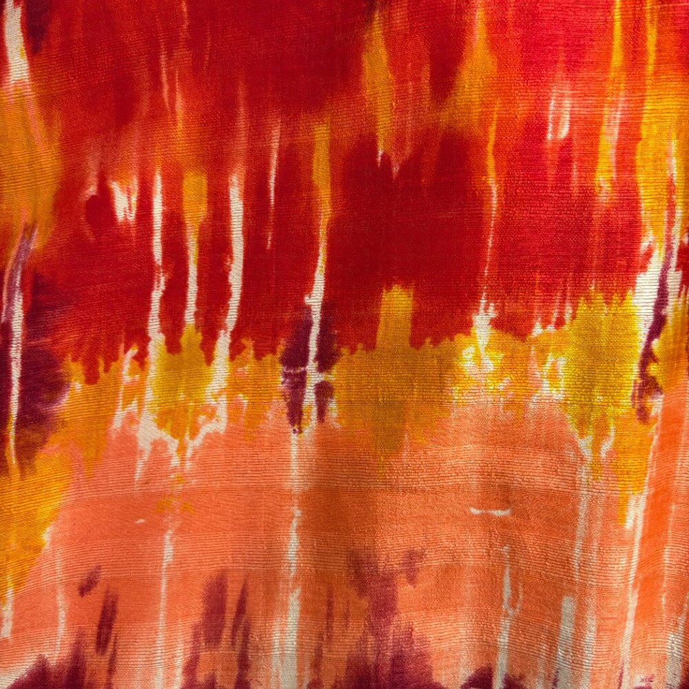 Vintage 60s-70s tie-dye patterned raw silk dress in vivid sunset colors - Picture 11 of 11